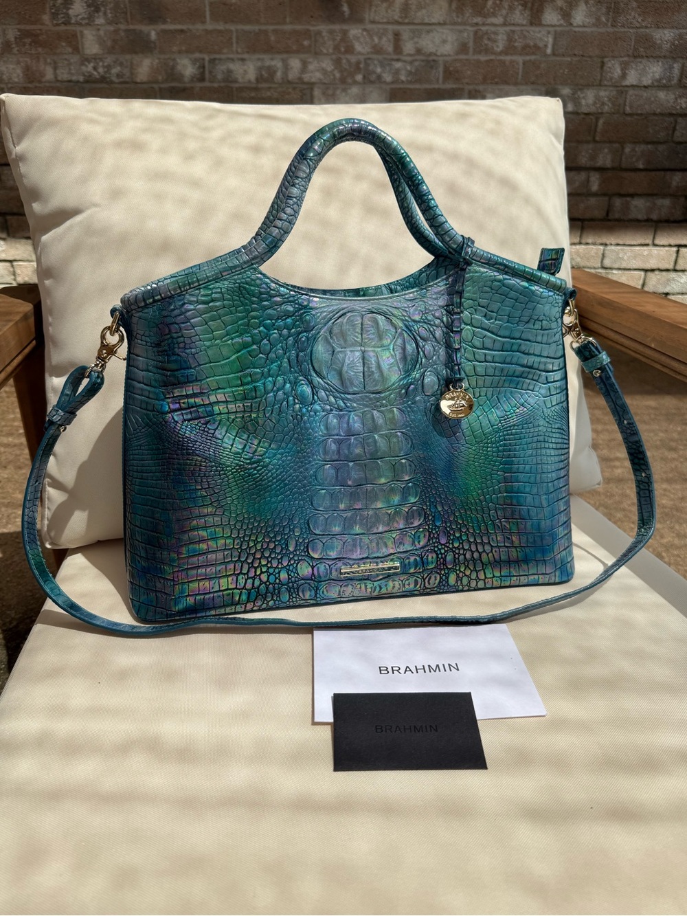 Brahmin Elaine blue topaz Melbourne bag